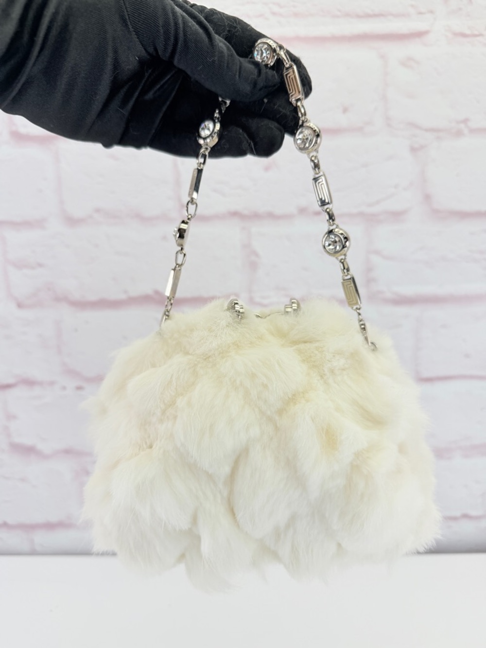 AUTHENTIC VERSACE Runway Exclusive Fur Evening Round Handbag Retail $1,515